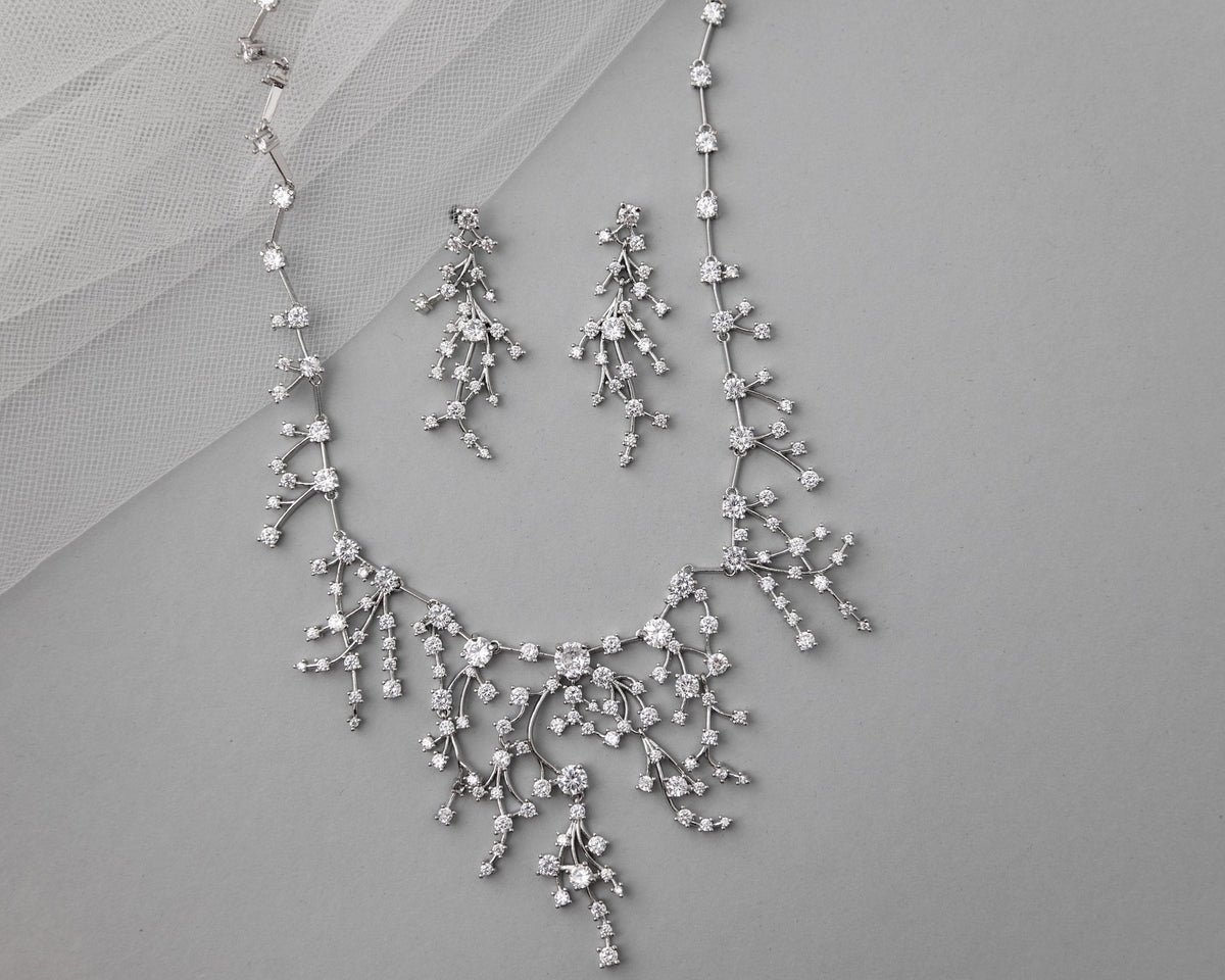 CZ Waterfall Necklace and Earrings - Necklace Set - Cassandra Lynne