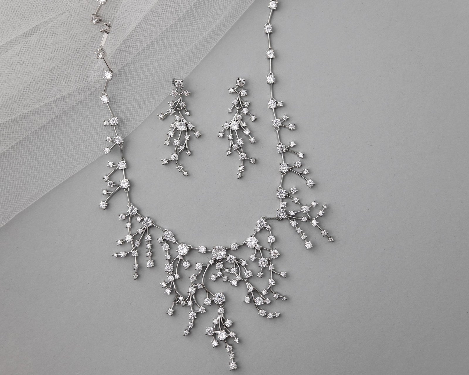 CZ Waterfall Necklace and Earrings - Necklace Set - Cassandra Lynne