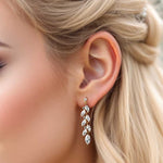 CZ Wedding Earrings with a Marquise Vine Design - Earrings - Cassandra Lynne