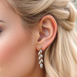 CZ Wedding Earrings with a Marquise Vine Design - Earrings - Cassandra Lynne
