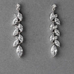 CZ Wedding Earrings with a Marquise Vine Design - Earrings - Cassandra Lynne