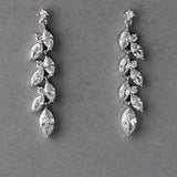 CZ Wedding Earrings with a Marquise Vine Design - Earrings - Cassandra Lynne