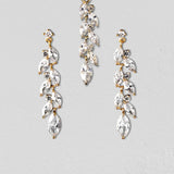CZ Wedding Earrings and Necklace with a Marquise Vine Design