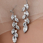 CZ Wedding Earrings with a Marquise Vine Design - Earrings - Cassandra Lynne