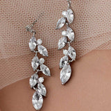 CZ Wedding Earrings with a Marquise Vine Design - Earrings - Cassandra Lynne
