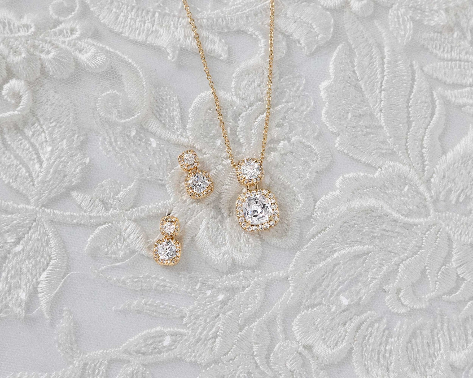 Princess Earrings and Pendant Necklace