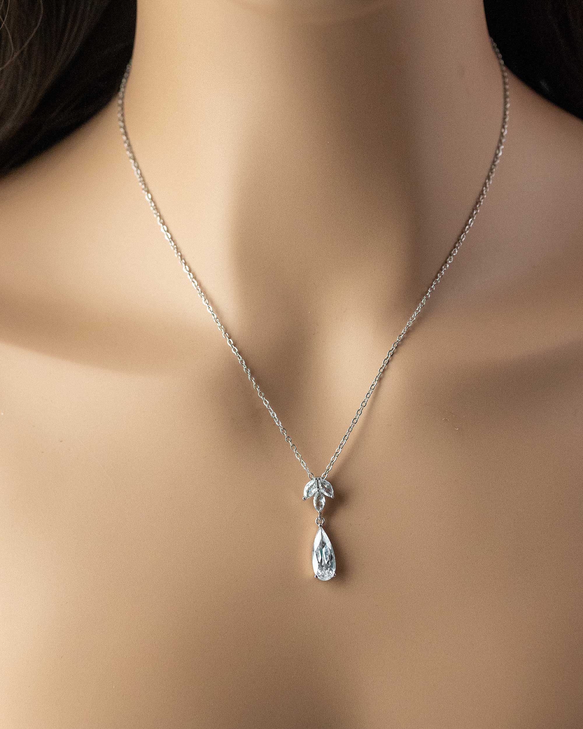 Long Teardrop Pear Pendant Necklace