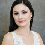 CZ Elongated Drop Wedding Earrings Prom -Cassandra Lynne