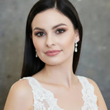 CZ Elongated Drop Wedding Earrings Prom -Cassandra Lynne