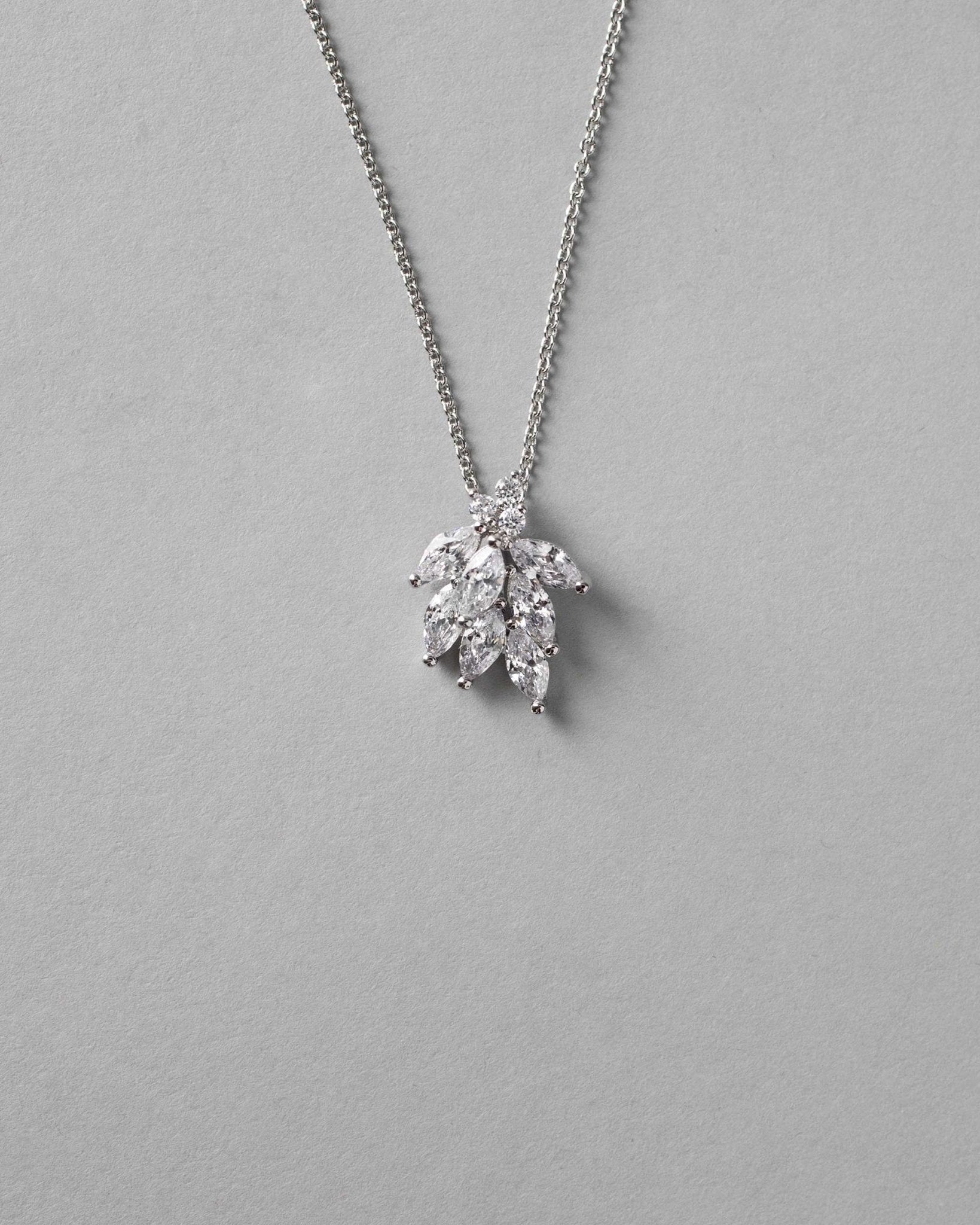 Dainty CZ Leaf Cluster Pendant Necklace - Pendant - Cassandra Lynne