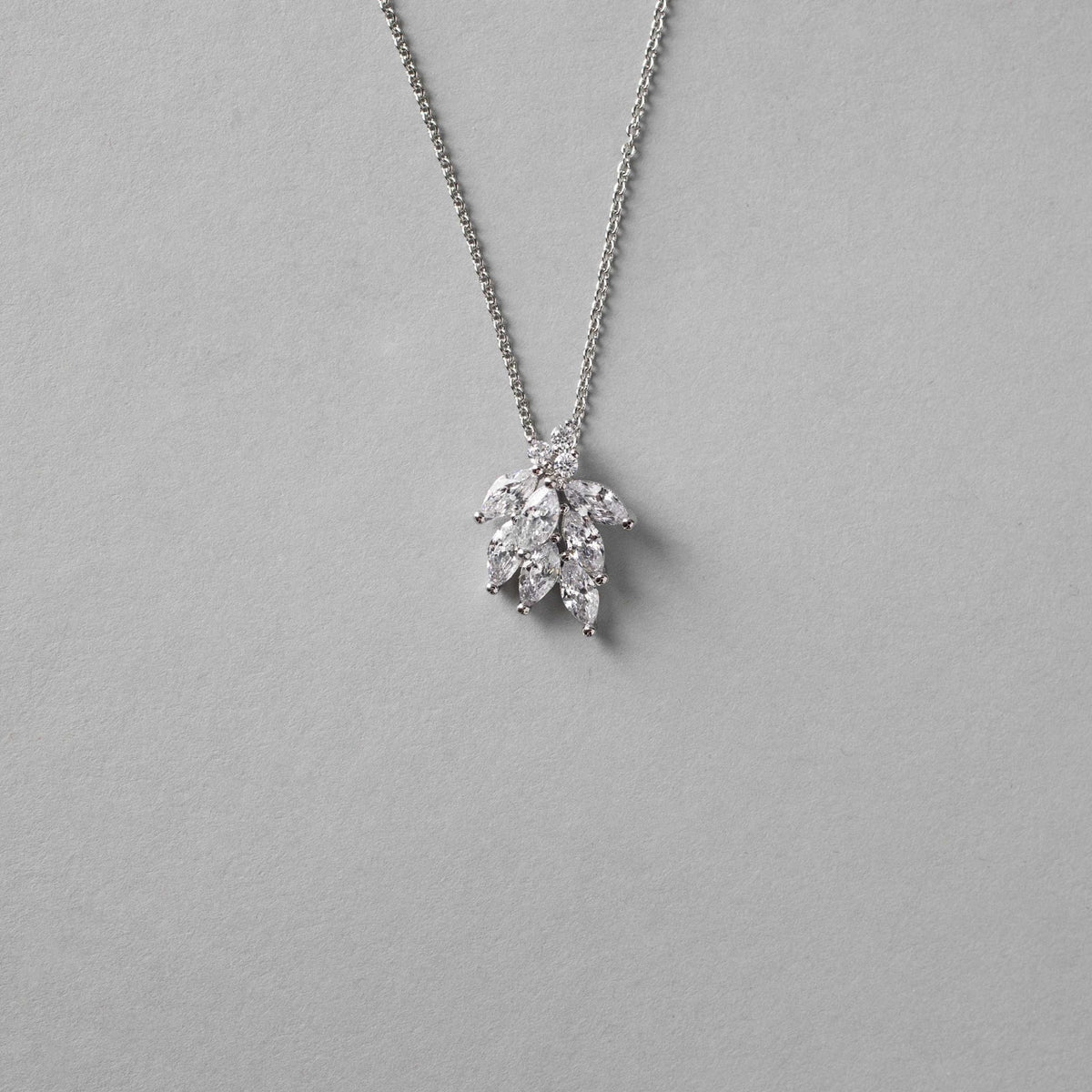 Dainty CZ Leaf Cluster Pendant Necklace - Pendant - Cassandra Lynne
