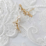 Dainty Leaf Vine Simulated Diamond Stud Earrings - Earrings - Cassandra Lynne