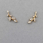 Dainty Leaf Vine Simulated Diamond Stud Earrings - Earrings - Cassandra Lynne