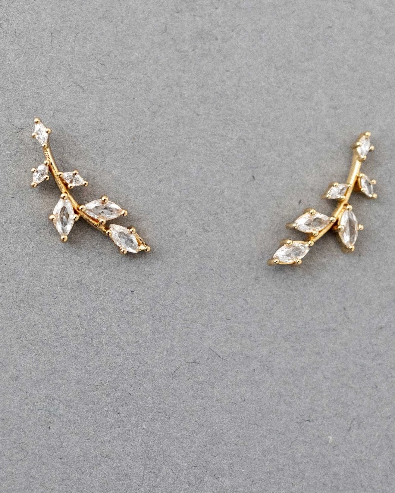 Dainty Leaf Vine Simulated Diamond Stud Earrings - Earrings - Cassandra Lynne