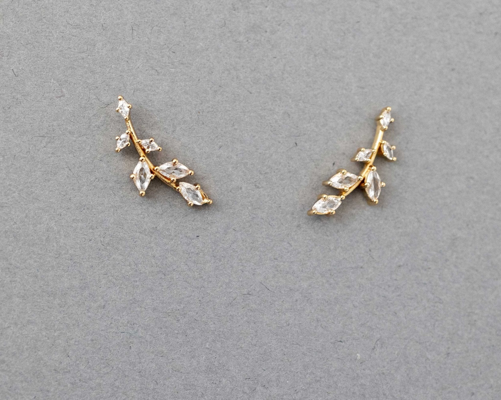 Dainty Leaf Vine Simulated Diamond Stud Earrings - Earrings - Cassandra Lynne