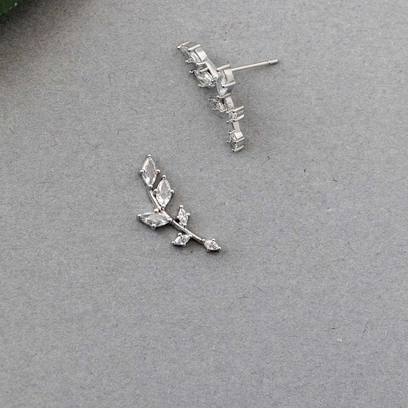 Dainty Leaf Vine Simulated Diamond Stud Earrings - Earrings - Cassandra Lynne