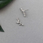 Dainty Leaf Vine Simulated Diamond Stud Earrings - Earrings - Cassandra Lynne