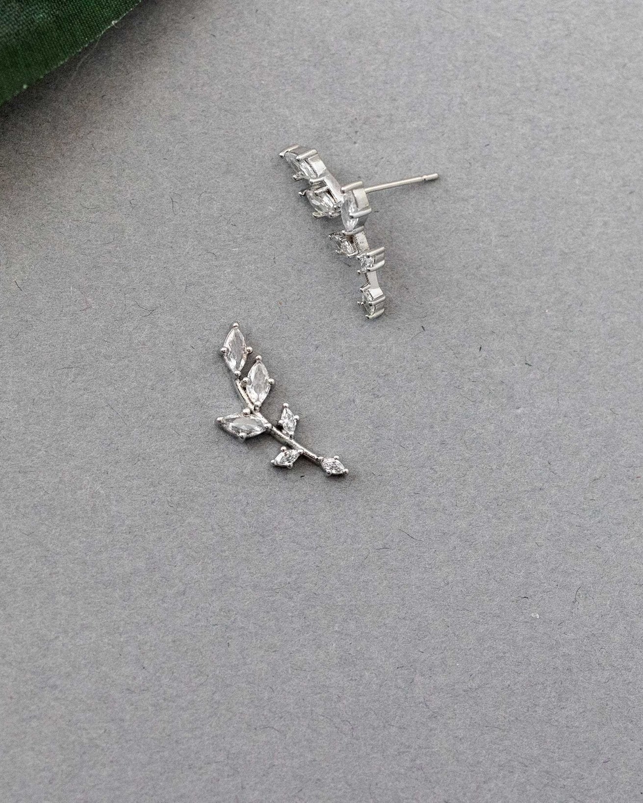 Dainty Leaf Vine Simulated Diamond Stud Earrings - Earrings - Cassandra Lynne