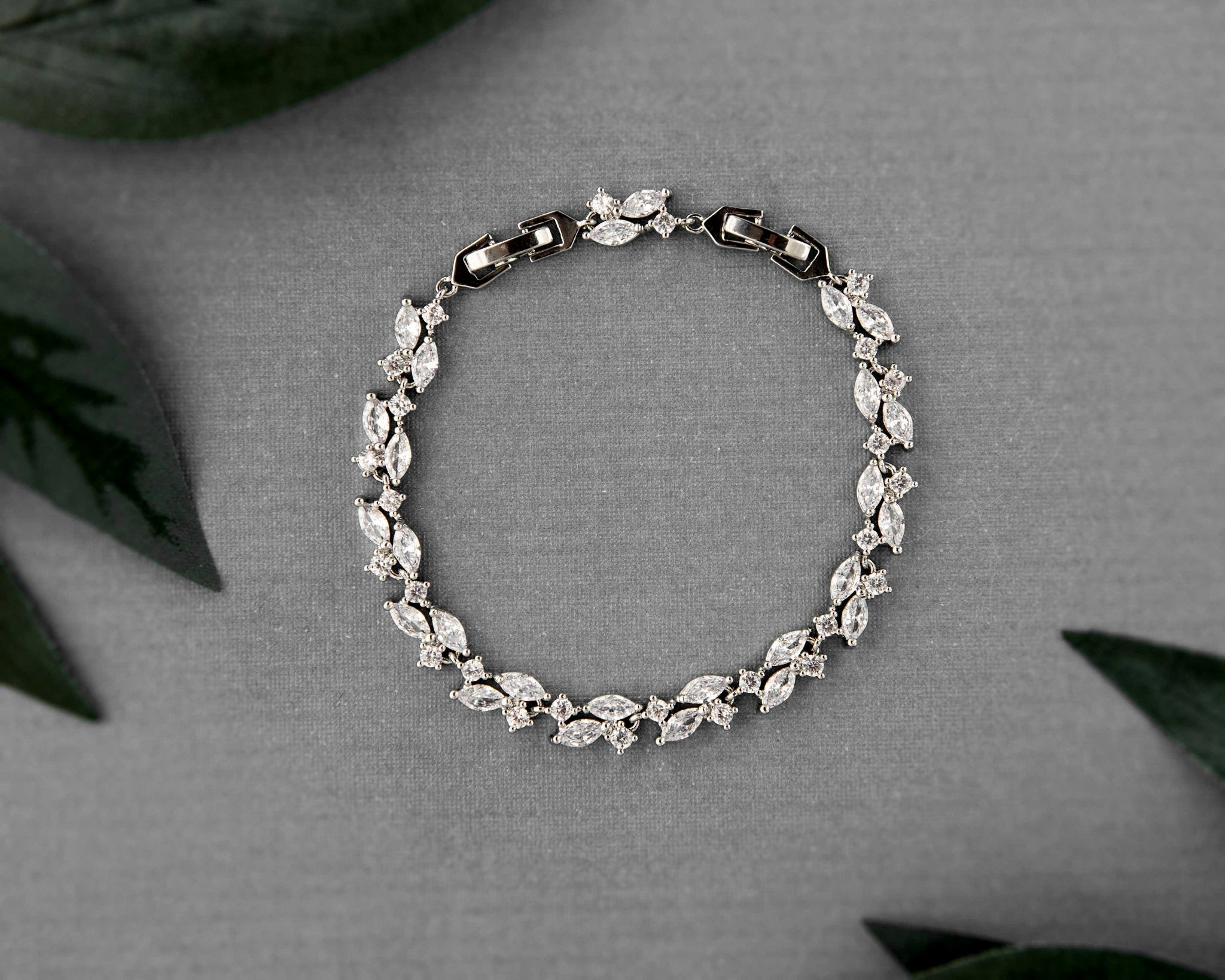 Dainty Marquise Leaf Wedding Bracelet - Bracelet - Cassandra Lynne
