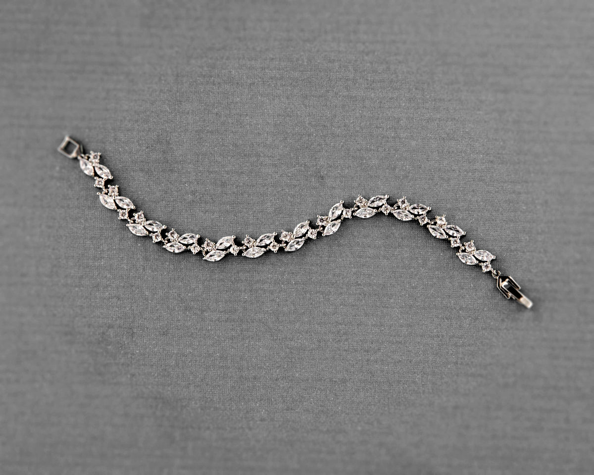 Dainty Marquise Leaf Wedding Bracelet - Cassandra Lynne