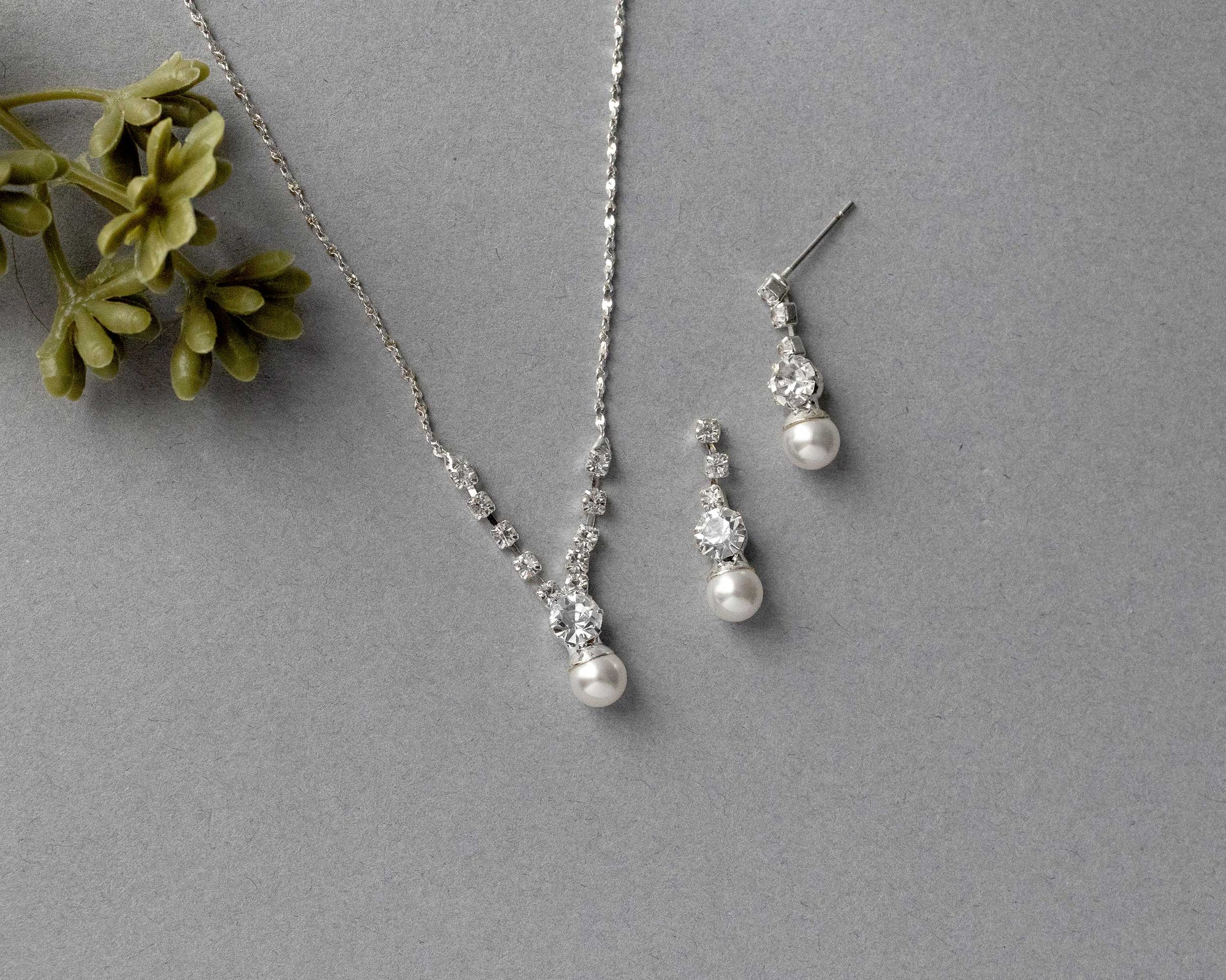 Petite Pearl Crystal Necklace Set