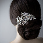 Dainty Porcelain Luster Flower and Freshwater Pearl Clip - Hair Clips - Cassandra Lynne