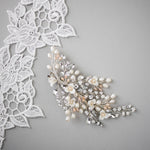 Dainty Porcelain Luster Flower and Freshwater Pearl Clip - Hair Clips - Cassandra Lynne