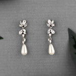 Dainty Teardrop Pearl Drop CZ Earrings - Earrings - Cassandra Lynne