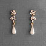 Dainty Teardrop Pearl Drop CZ Earrings - Earrings - Cassandra Lynne