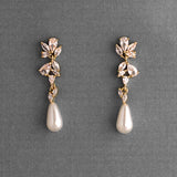 Dainty Teardrop Pearl Drop CZ Earrings - Earrings - Cassandra Lynne