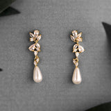 Dainty Teardrop Pearl Drop CZ Earrings - Earrings - Cassandra Lynne