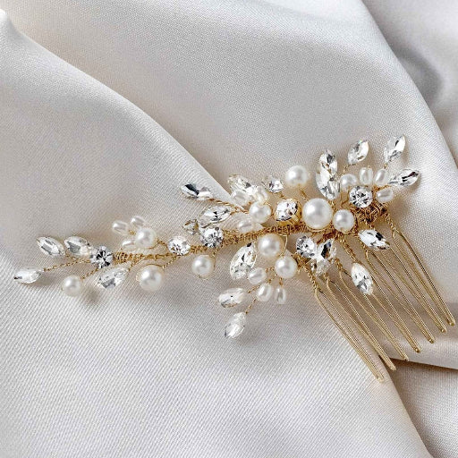 Dainty Wedding Hair Comb with Matte Pearls - Hair Combs - Cassandra Lynne