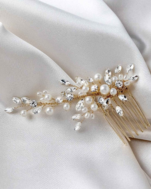 Dainty Wedding Hair Comb with Matte Pearls - Hair Combs - Cassandra Lynne