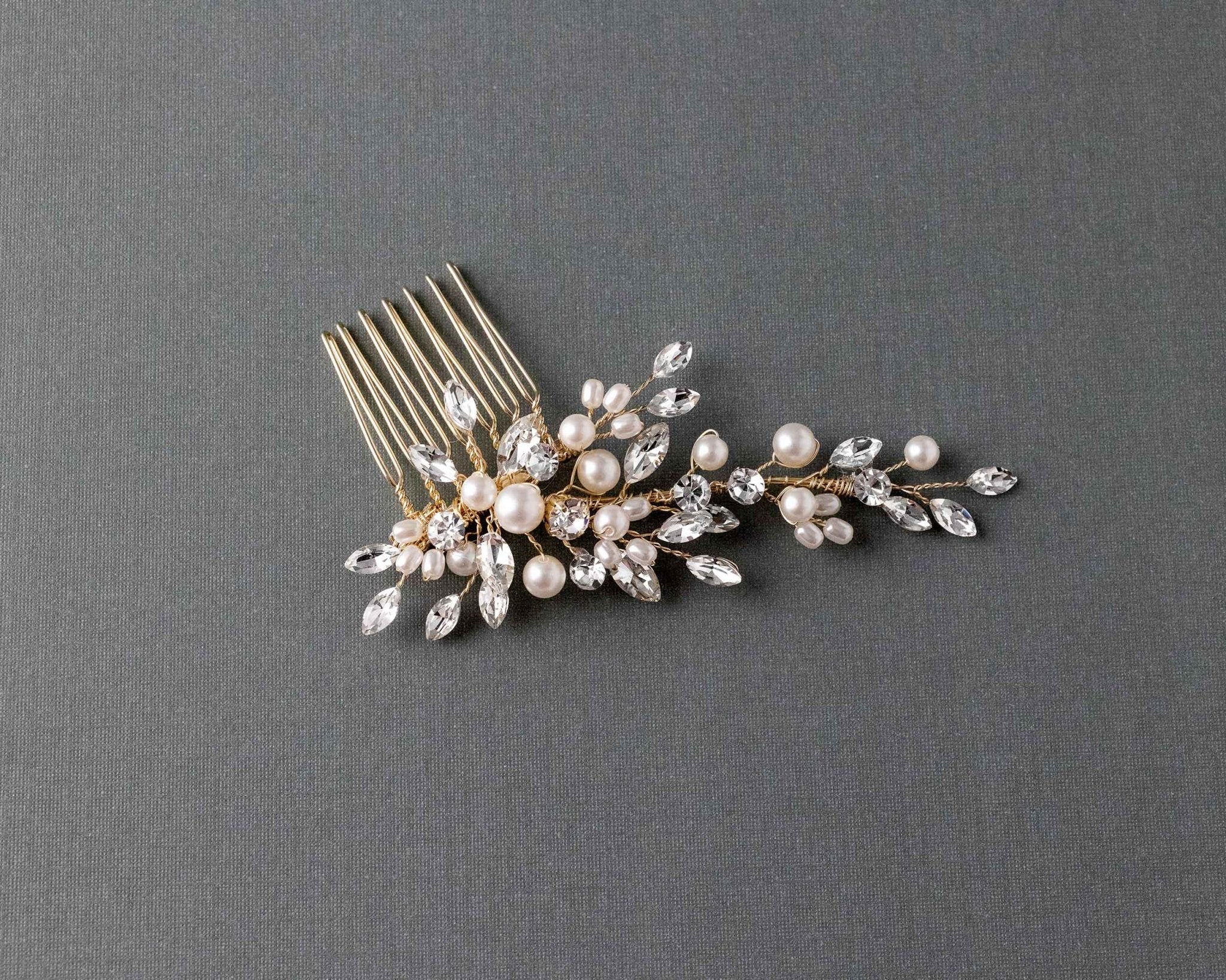 Dainty Wedding Hair Comb with Matte Pearls - Hair Combs - Cassandra Lynne