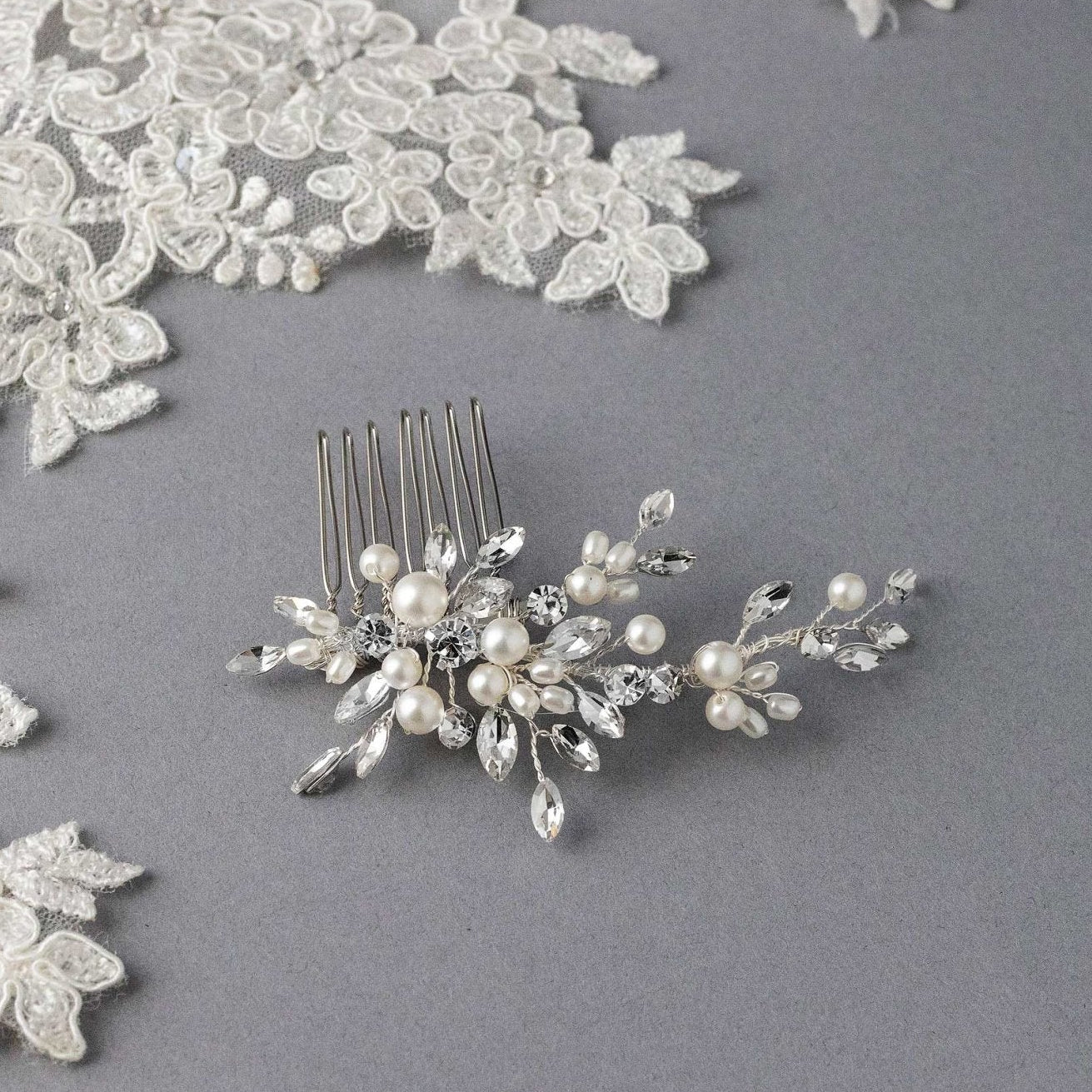 Dainty Wedding Hair Comb with Matte Pearls - Hair Combs - Cassandra Lynne