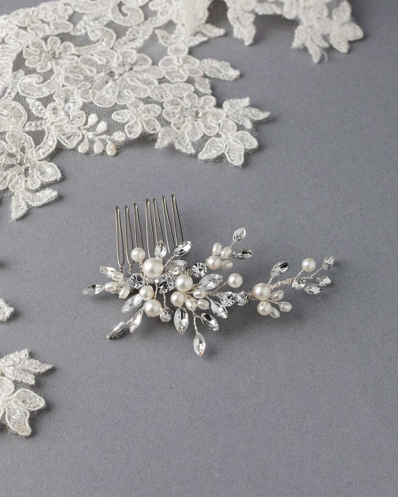 Dainty Wedding Hair Comb with Matte Pearls - Hair Combs - Cassandra Lynne