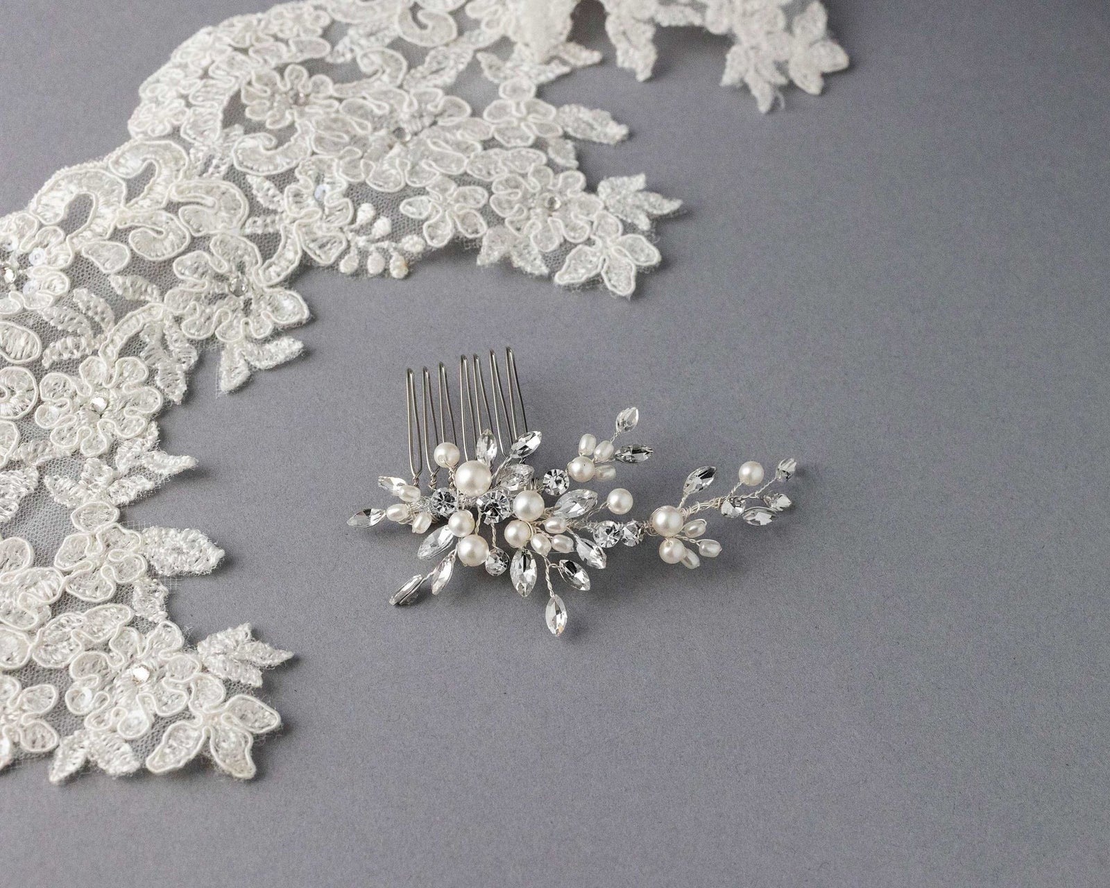 Dainty Wedding Hair Comb with Matte Pearls - Hair Combs - Cassandra Lynne