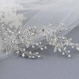 Decorative Bridal Hair Clip of Rhinestone Flowers - Hair Clips - Cassandra Lynne