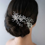 Decorative Bridal Hair Clip of Rhinestone Flowers - Hair Clips - Cassandra Lynne