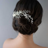 Decorative Bridal Hair Clip of Rhinestone Flowers - Hair Clips - Cassandra Lynne