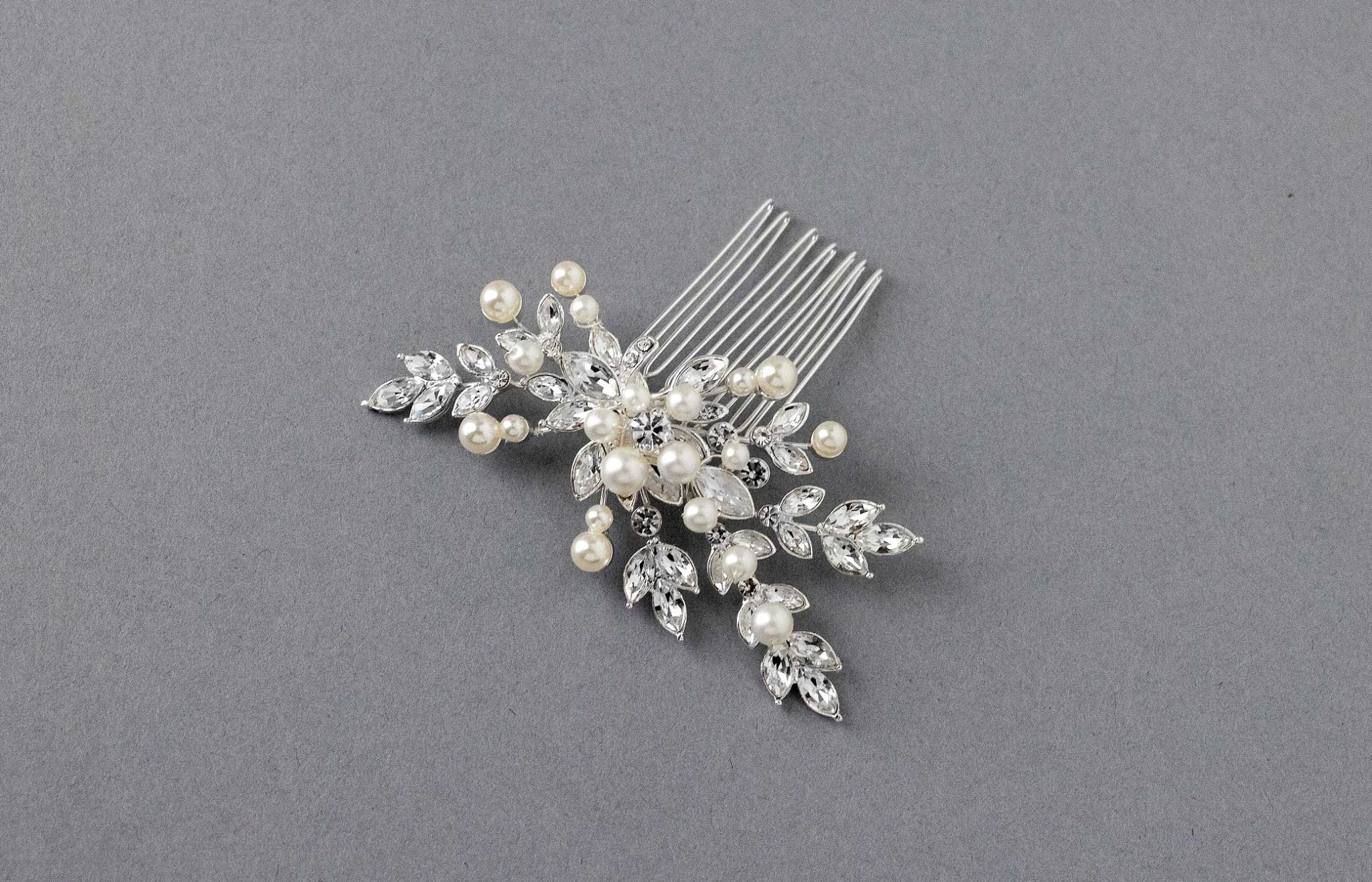 Decorative Hair Comb of Marquise Vines and Pearls - Hair Combs - Cassandra Lynne