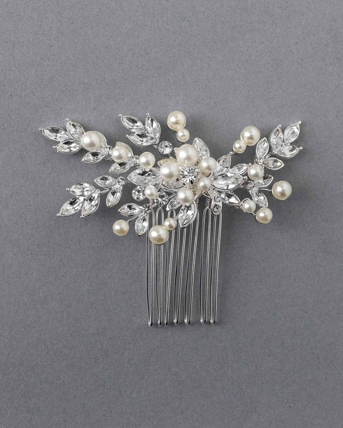 Decorative Hair Comb of Marquise Vines and Pearls - Hair Combs - Cassandra Lynne