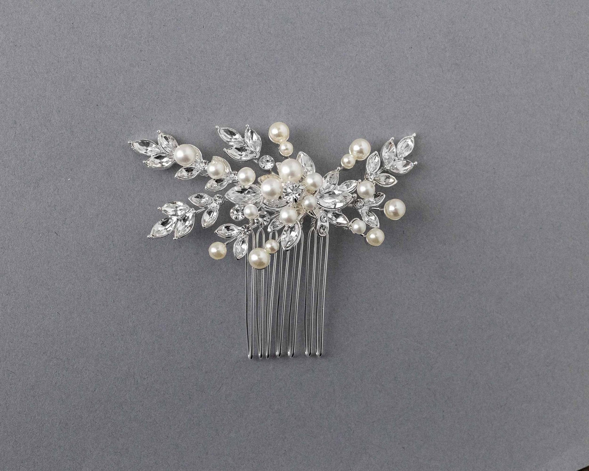Decorative Hair Comb of Marquise Vines and Pearls - Hair Combs - Cassandra Lynne
