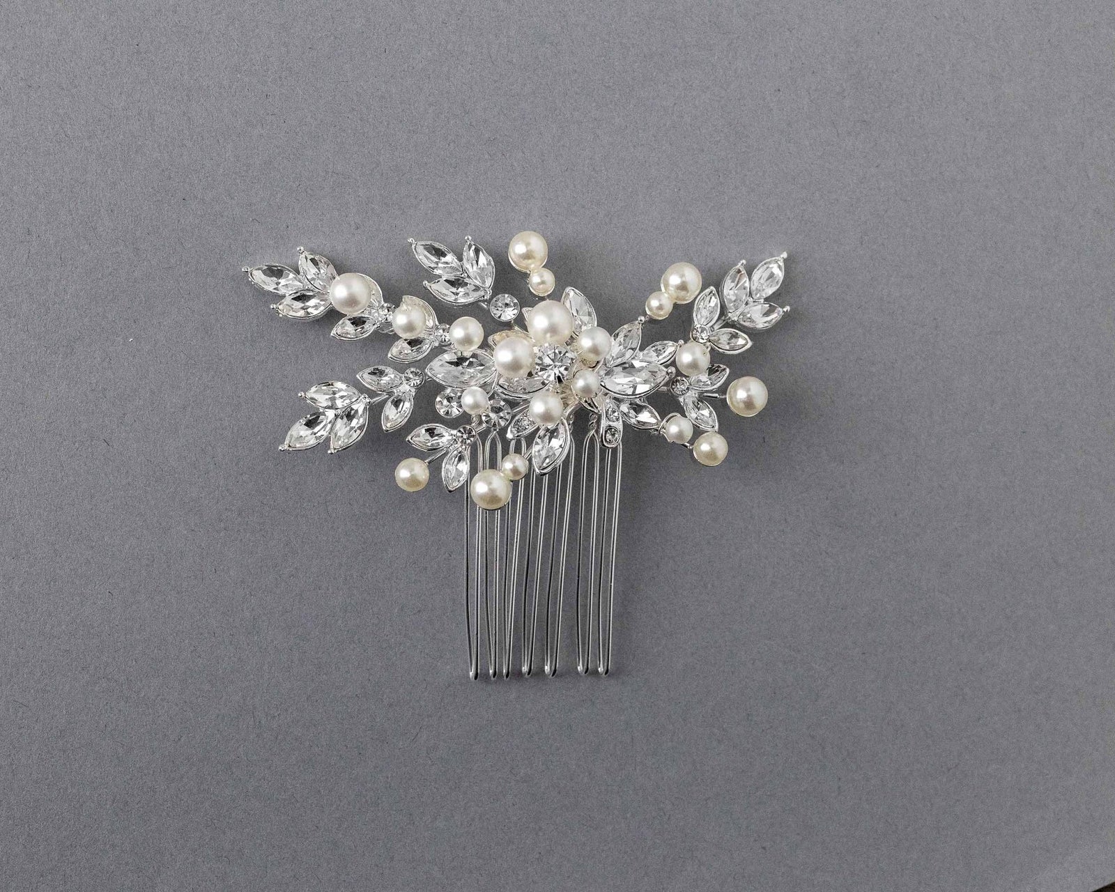 Decorative Hair Comb of Marquise Vines and Pearls - Hair Combs - Cassandra Lynne