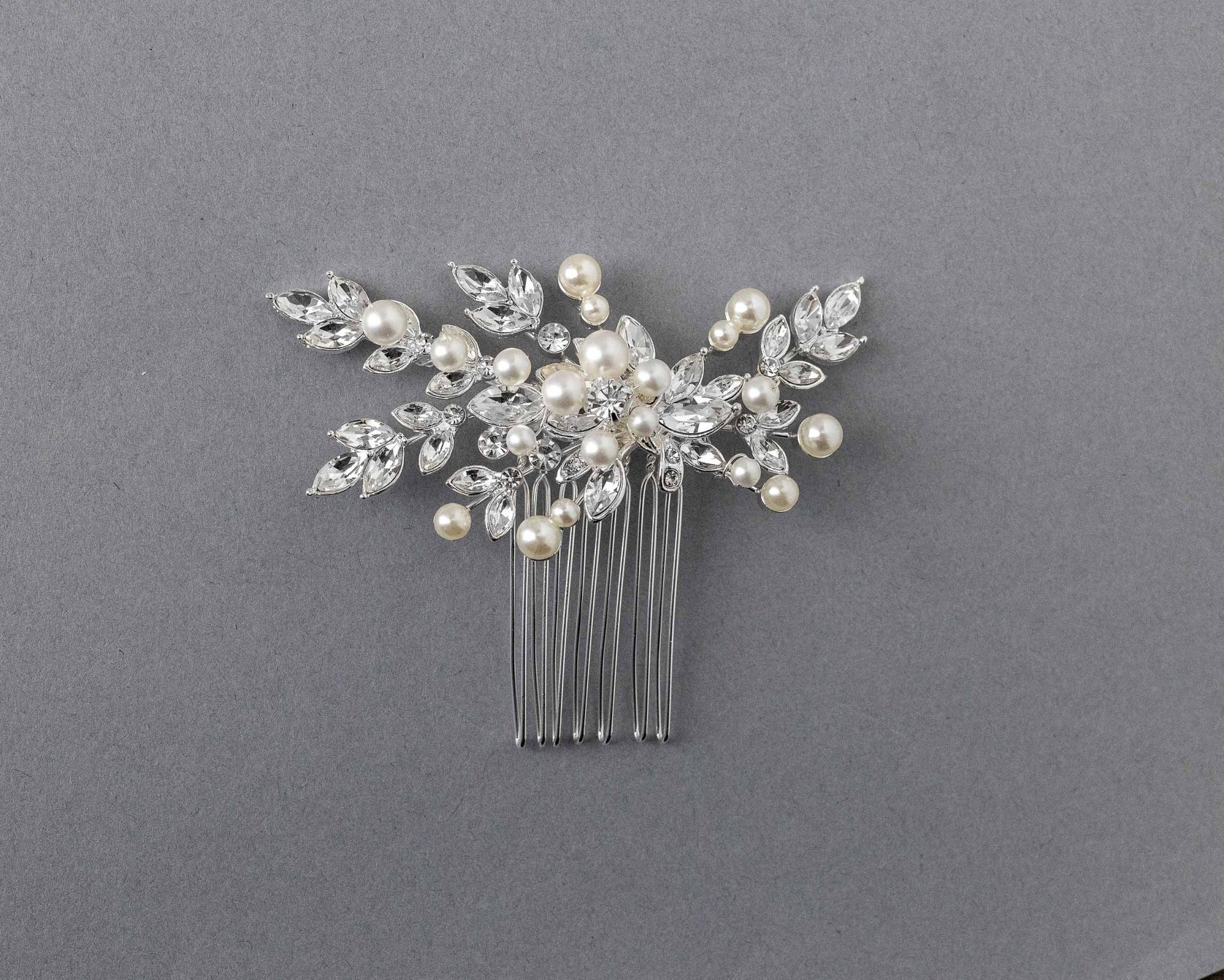 Decorative Hair Comb of Marquise Vines and Pearls - Hair Combs - Cassandra Lynne