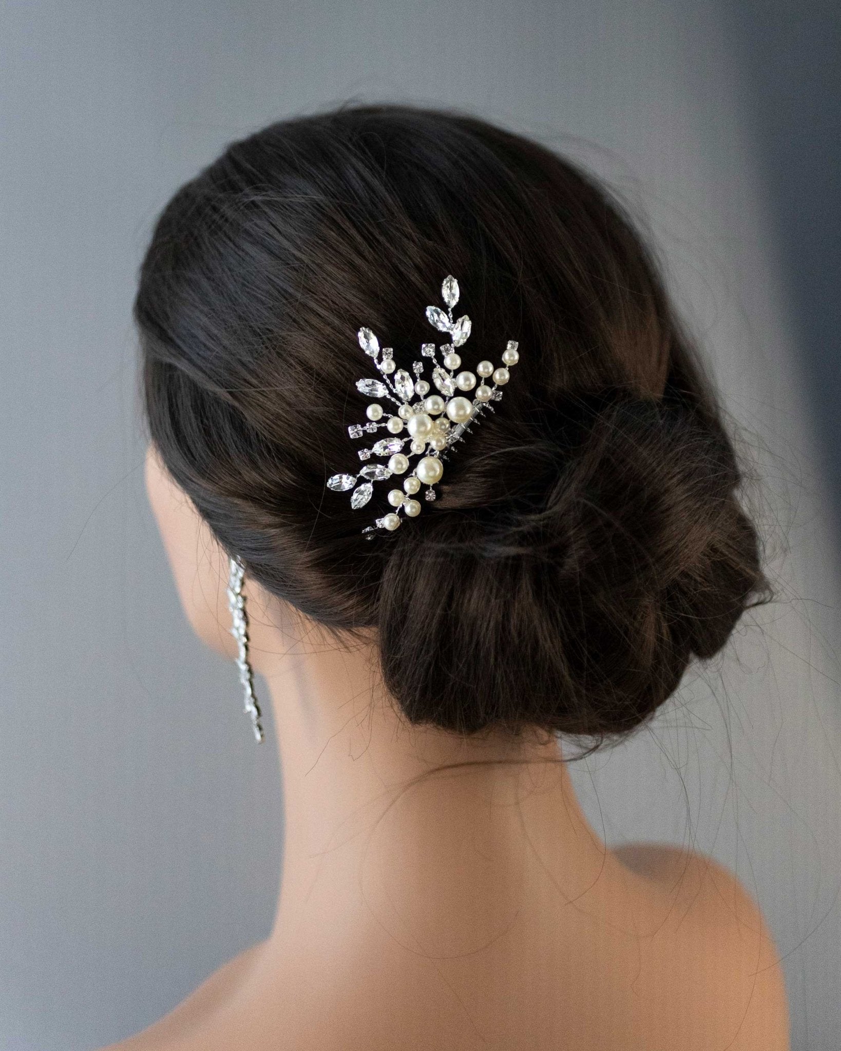 Decorative Hair Comb with Ivory Pearls - Hair Combs - Cassandra Lynne