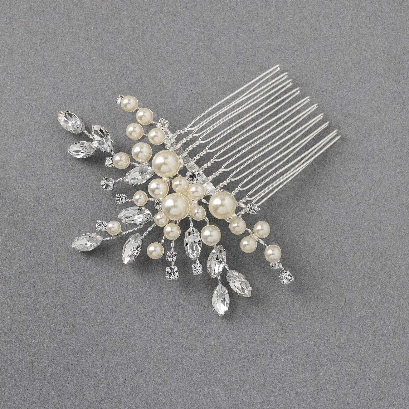 Decorative Hair Comb with Ivory Pearls - Hair Combs - Cassandra Lynne
