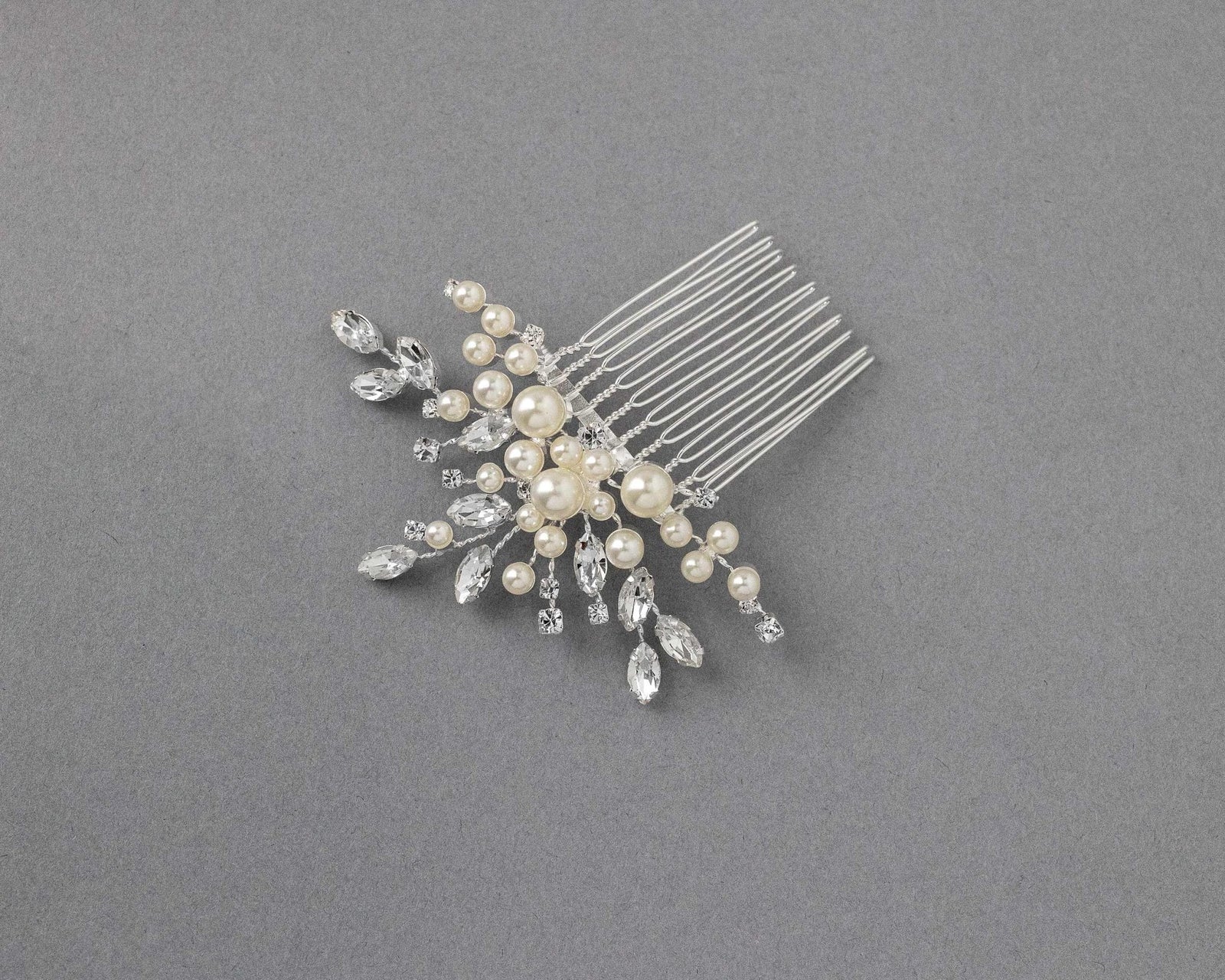 Decorative Hair Comb with Ivory Pearls - Hair Combs - Cassandra Lynne