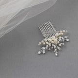 Decorative Hair Comb with Ivory Pearls - Hair Combs - Cassandra Lynne