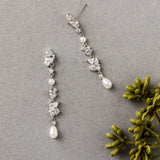 Delicate CZ and Pearl Dangle Earrings - Earrings - Cassandra Lynne
